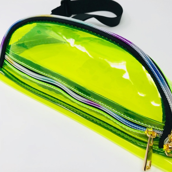 Fanny Pack Polyurethane Mini Bag w Rainbow Shine - Picture 4 of 6